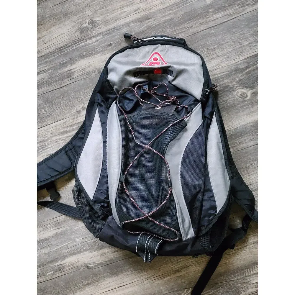 IRONMAN Black Gray Backpack Official Logo Design Athletic Gym Workout Bag Hiking
